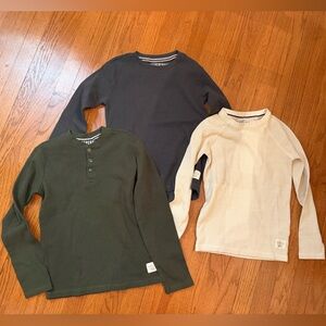 Weatherproof Kids Long Sleeve Henley Shirt Trio - Olive, Navy, and Beige